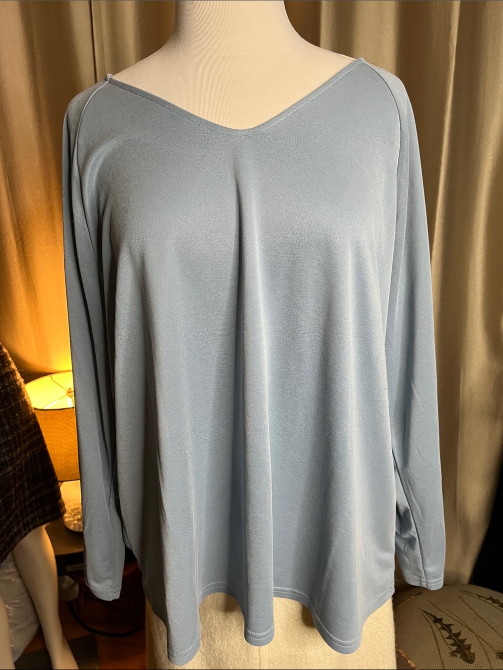 Laurie Felt XL cauliflower blue extra silky lofty modal crew top
